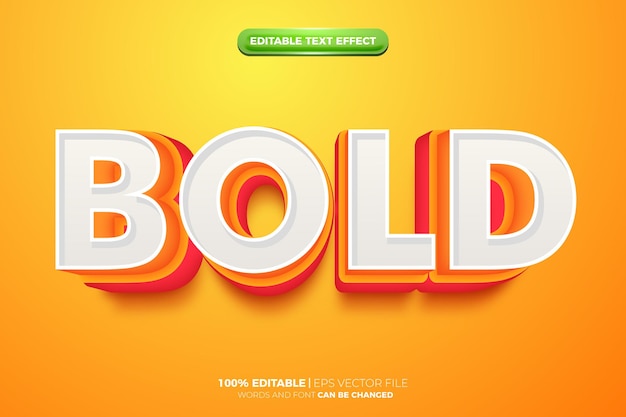 Vector super orange bold 3d editable text effect