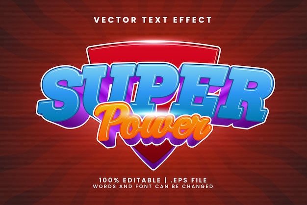 Vector super power 3d editable text effect with hero and strong text style