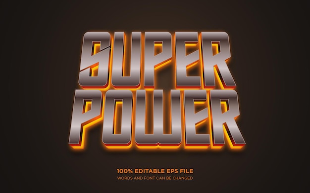 Редактируемый текстовый эффект super power 3d