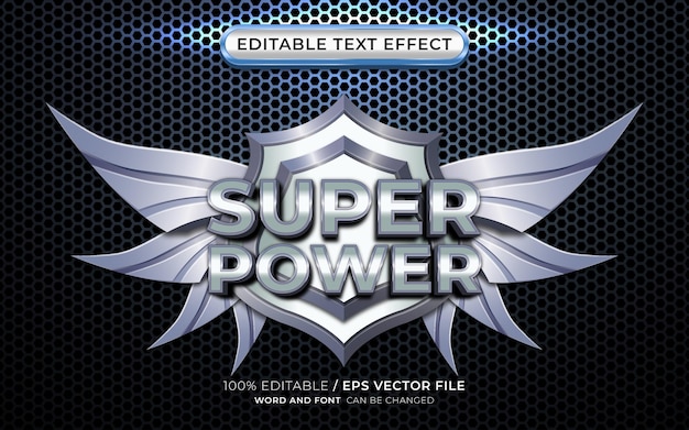 Super power game badge with editable 3d text effect