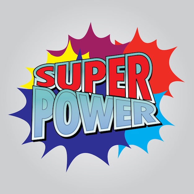 Super Power Sticker, 3D text symbol, vector sticekr.