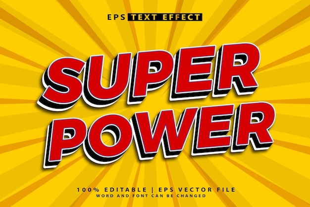 Vettore modello di effetto di testo superpower testo modificabile