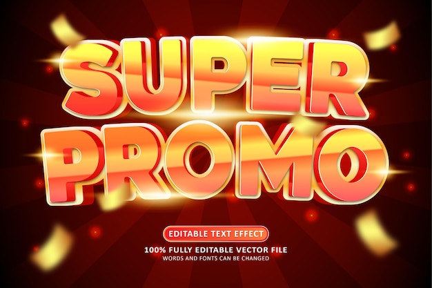 Vector super promo 3d editable modern text effect