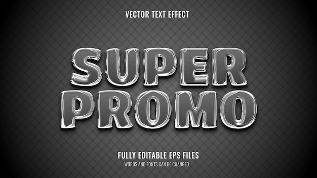 Super promo chrome silver text effect style