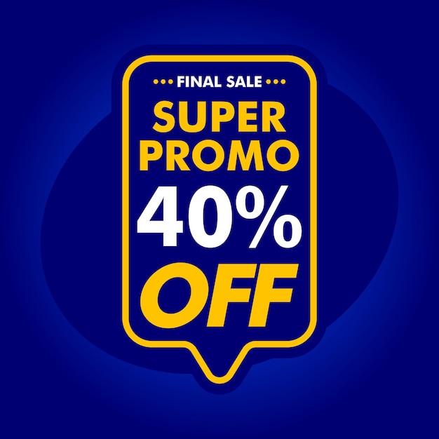 Vector super promotion 40 off forty percent off blue, white and yellow