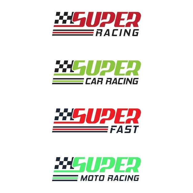 Modello vettoriale per la raccolta di logo wordmark super racing