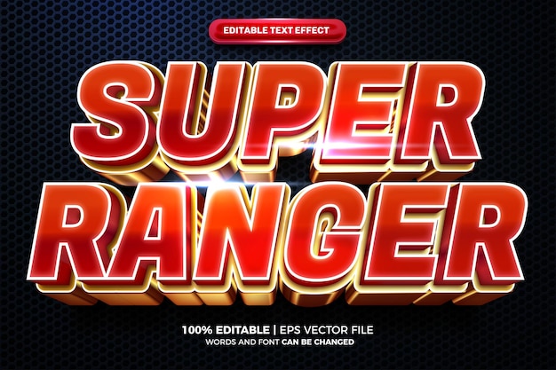 Super ranger roodgouden films Vet 3D Bewerkbare tekst Effectstijl