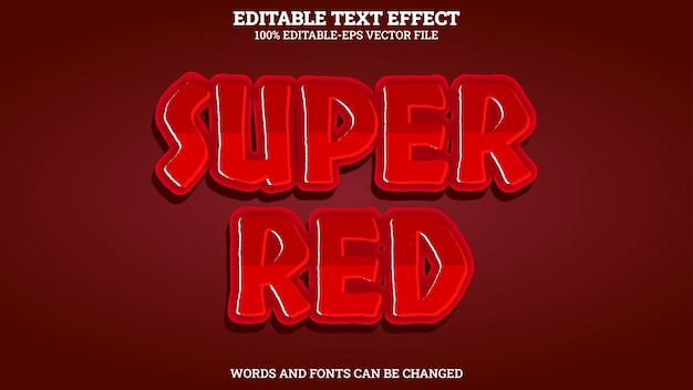 Vector super red 3d text effect editable