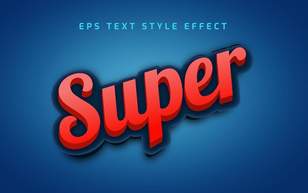 Vector super red bold 3d editable text style effect