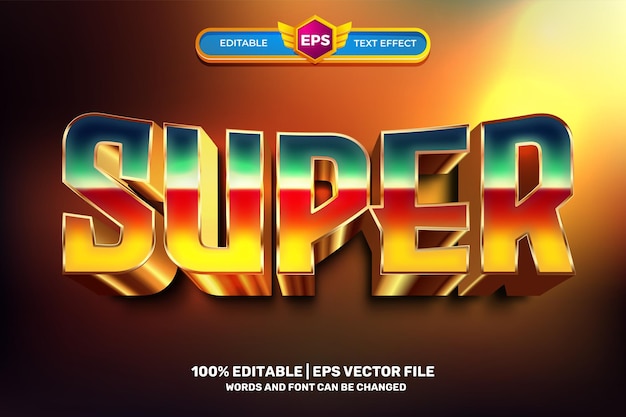 Super retro game team cartoon films Vet 3D Bewerkbare tekst Effect Stijl