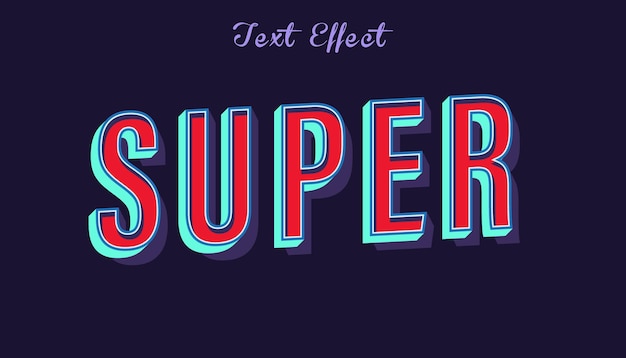 Vector super retro style text effect with blue color effect