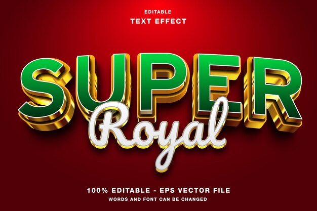 Vector super royal 3d bewerkbare tekst-effect