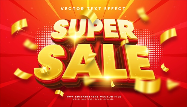 Vector super sale 3d editable text effect suitable for promotion product