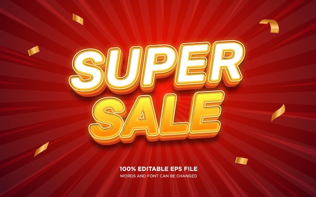 Эффект редактируемого текста Super Sale 3D