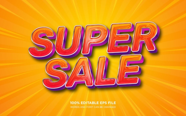 Эффект редактируемого текста Super Sale 3D