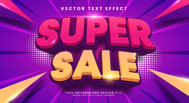 Супер распродажа 3d редактируемый эффект стиля векторного текста