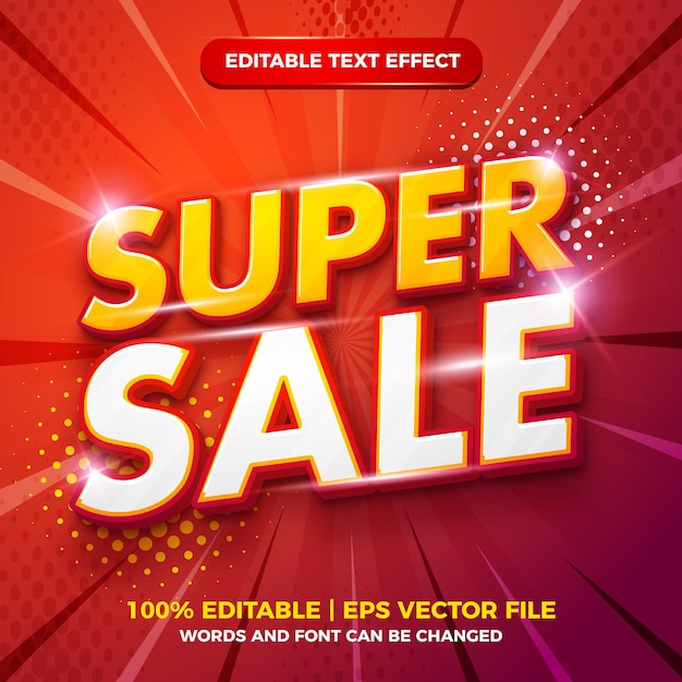 Vector super sale 3d modern editable text effect template style