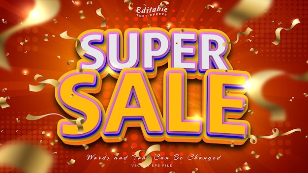 Vector super sale 3d style editable text effect