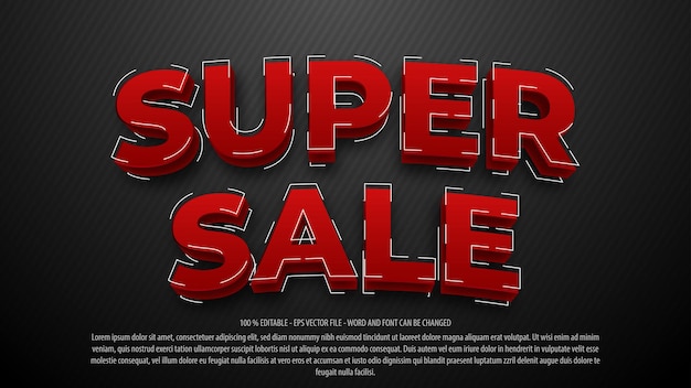 Super sale 3d style text effect