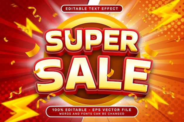 super sale 3d text effect and editable text effect