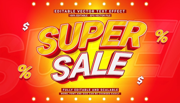 SUPER SALE 3D TEXT EFFECT EDITABLE VECTOR PROMOTIE DISCOUNT CASHBACK achtergrond 2