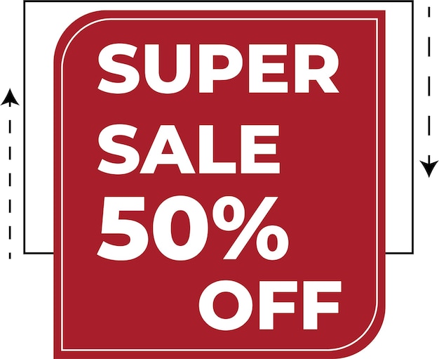 Super Sale 50 percent off sign on white background Vector illustration