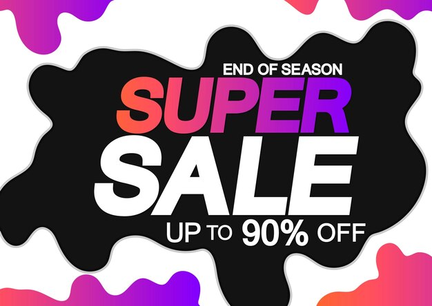 Vector super sale 90 off poster design template