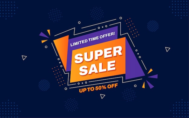 Super sale banner limited time offer with editable text effect