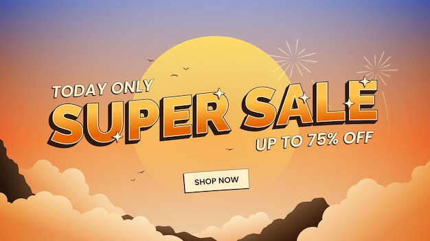 Super sale banner promotion template with gradient environment