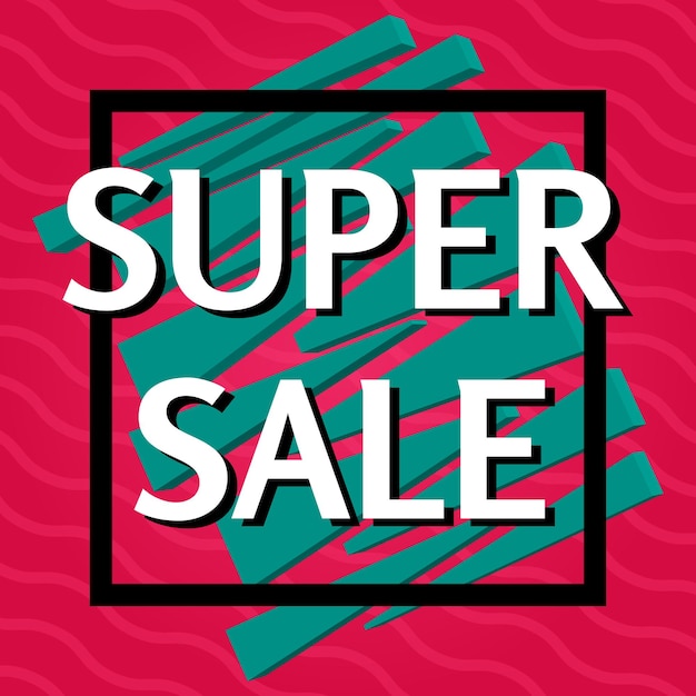 Vector super sale banner on red background.  vector background with colorful design elements. vector illustration.