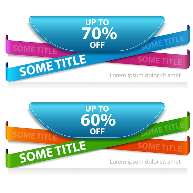 Banner in super vendita con nastri -60%, -70% di sconto