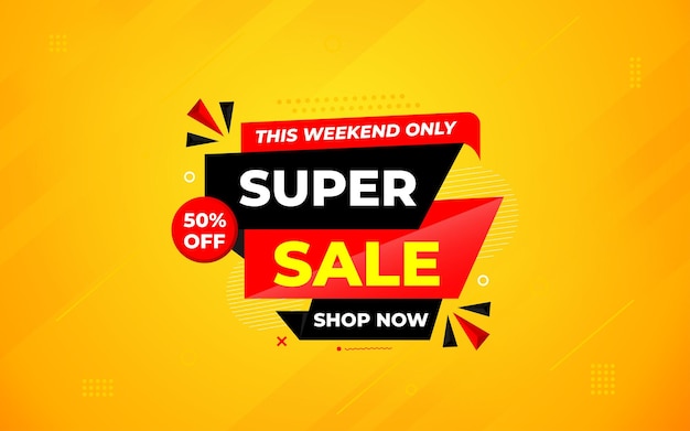 Vector super sale banner template abstract vector design super sale poster or discount tag for web media