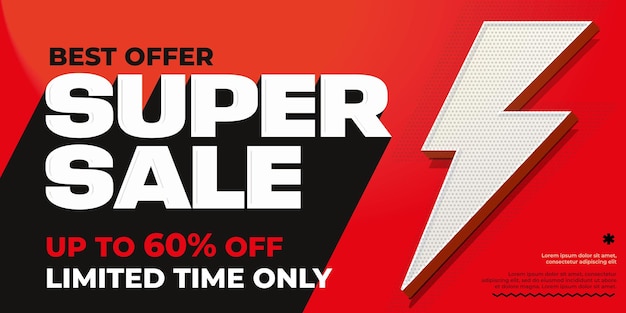 Modello di banner super vendita fino al 60% di sconto