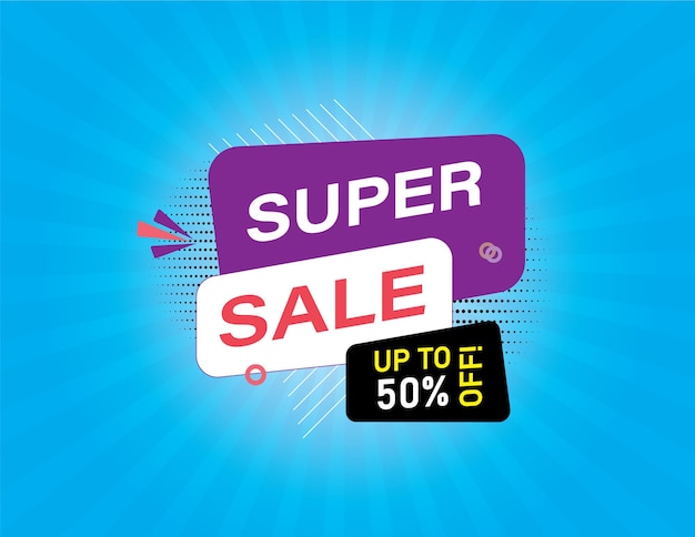 Super sale banner template with colorful abstract shape