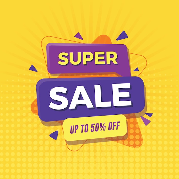 Super sale banner up to 50% off