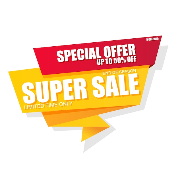 Super sale banner vector design template on white background.