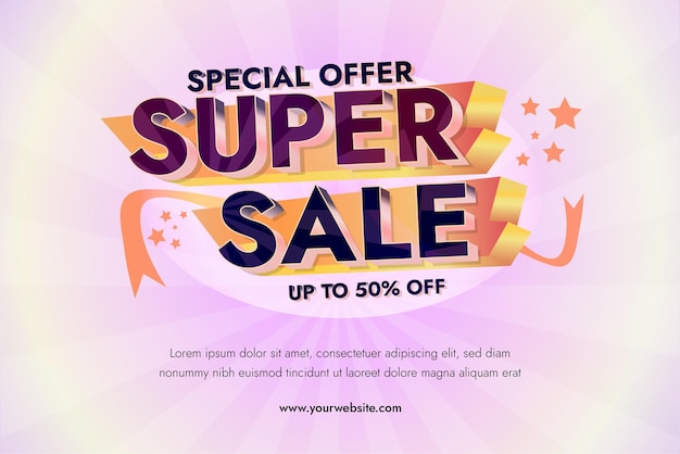 Super sale banner with discount price