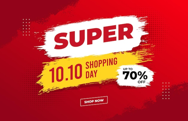 Banner super vendita con pennello bianco e giallo per 1010 shopping day