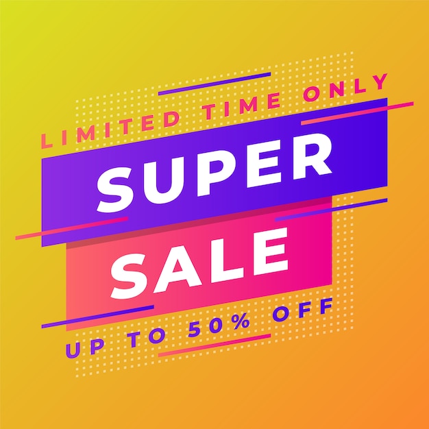 Super sale banner on yellow