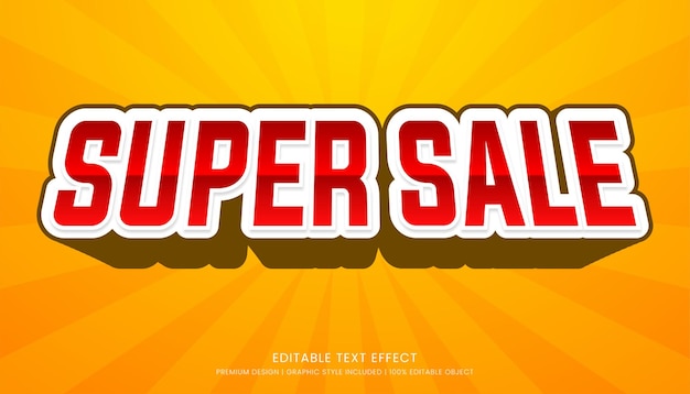 Vector super sale bewerkbare teksteffectsjabloon voor verkoopbanner voor bedrijfspromotie