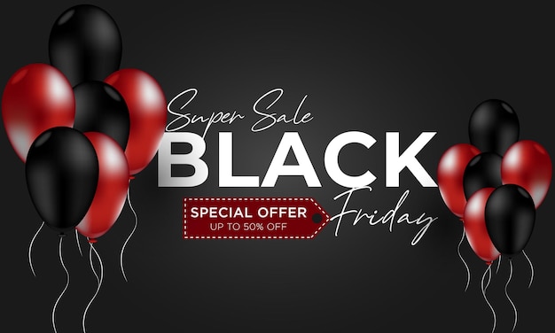 Super sale black friday background with balloons