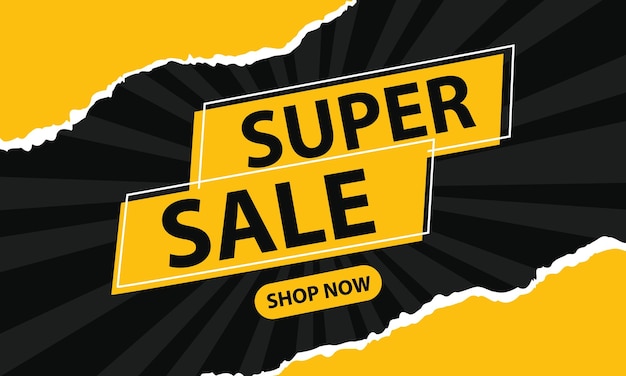 Super sale blue banner offer template