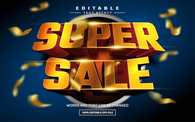 Super sale bold 3D editable text effect template