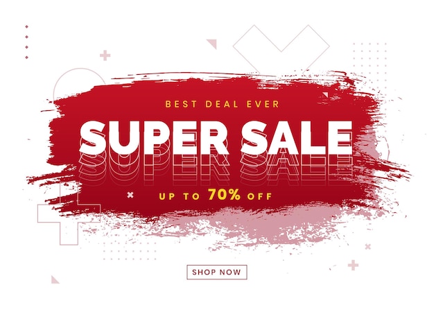 Vector super sale brush banner with red brush sale background design vector