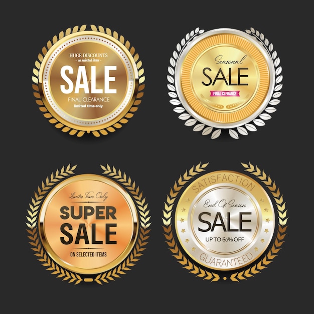 Super sale collection of golden retro vintage badges