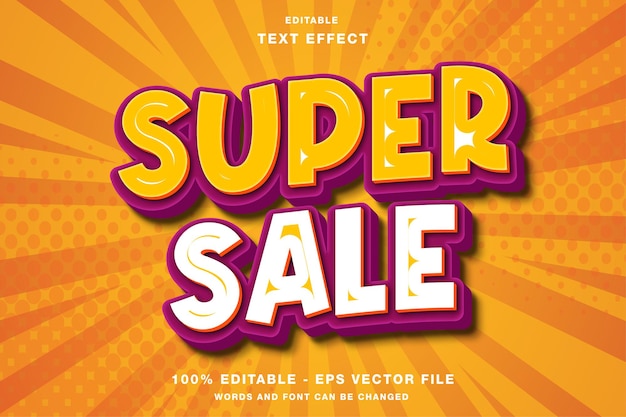 Super Sale Comic Style 3D bewerkbaar teksteffect