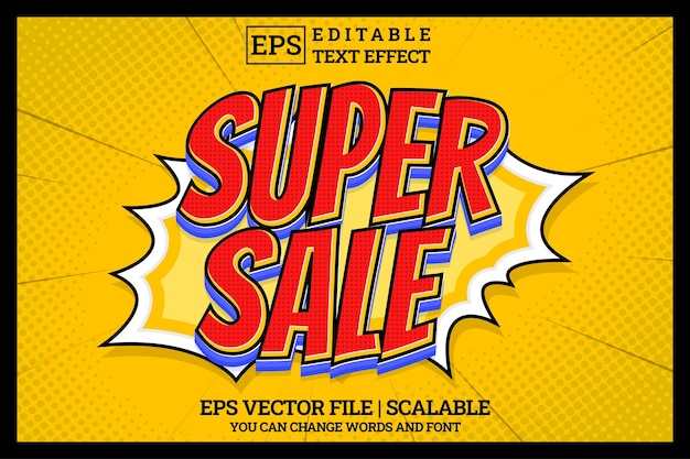 Super sale comic style editable text effect