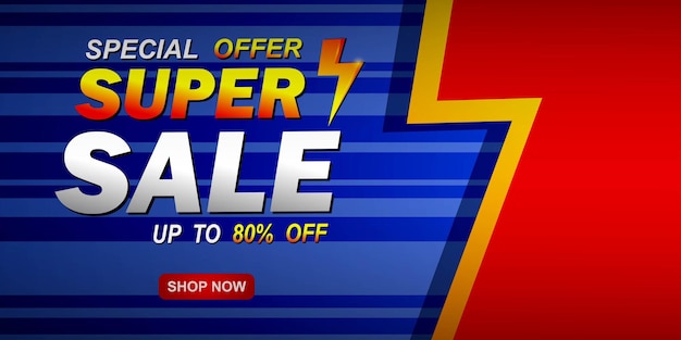 Vector super sale discount banner template promotion