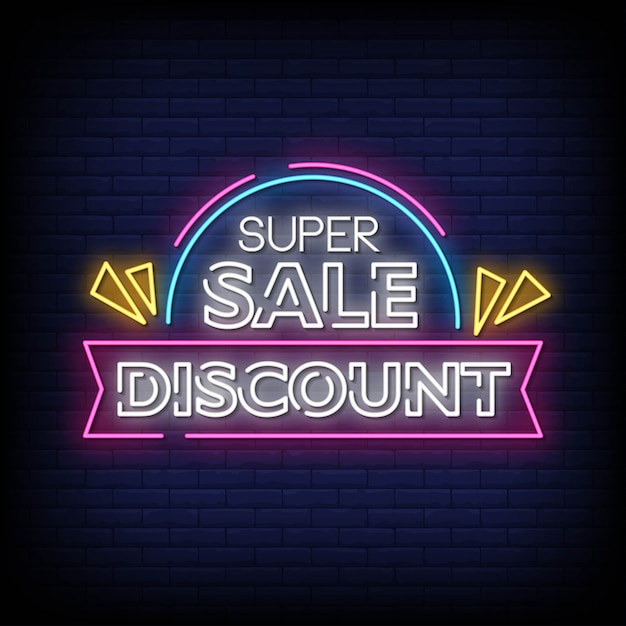 Super sale discount neon signs style text vector