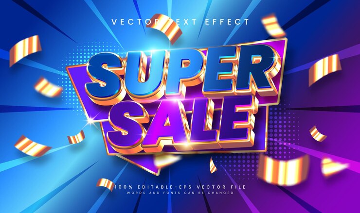 Vector super sale editable vector text effect suitable for promotion and marketing product